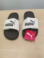 PUMA Men's Cool Cat Slides Knockout Black/White Color Flip Flop Logo SIZE 10 NWT
