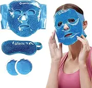 WORLD-BIO Cold Therapy Gel & Ice Face Mask for Migraine Relief, Dark Circles & Puffy Eyes | Cooling Compress Pack for Skincare, Sinus Pressure & Headache | Reusable Self-Care Essentials for Men & Women (3pack)