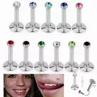 5pcs Steel Crystal Labret Ring Bar Internal Thread Monroe Lip Stud Body Piercing