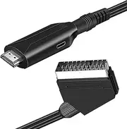 tunghey HDMI to SCART Cable, Hdmi to Scart Converter Adapter Cable Conversion Line HDMI Input SCART Output for VHS/TV Box/DVD/PC/PS4/TV/Monitor 1M