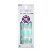 KISS imPRESS No Glue Mani Press-On Nails, Mini, 'Eternity', Medium Blue,...