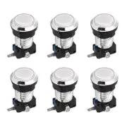 Game Round Push Buttons White LED Light with Micro Switches 33mm/12V/6 Pcs