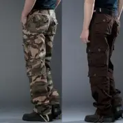 Mens Cargo Combat Work Army Camo Leisure Workwear Military Cotton Trousers Pants