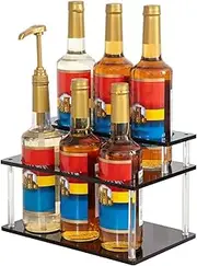 Coffee Syrup Holder - Acrylic Coffee Syrup Stand Rack - 2-Tier Stand Storage Organizer Display Shelf Station, Kitchen Accessories for Wine Liquor Condiments Organization