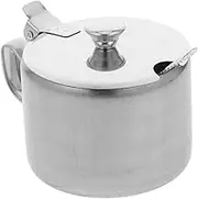 PEPLAYTAL Stainless Steel Sugar Bowl with Lid and Spoon Condiment Container for Sugar Salt and Spices Versatile Kitchen Storage for Home and Restaurant Use