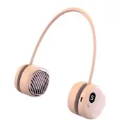 Pink 5 Wind Speed 3000mAh Portable Mini Leafless Hanging Neck Fan Outdoor Digital Display Lazy Fan