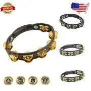 Lightweight Handheld Tambourine – Unique Dimpled Brass Jingles for Bright Sound