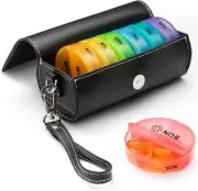 Weekly Pill Organizer 2 Times a Day,AM PM Large Daily Pill Box with PU Leathe...