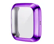 TPU Shell Case Screen Protector Frame Cover Bumper for Fitbit Versa 2 Watch TPU Protect Protective Durable Housing-Purple