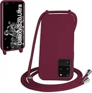 Mobile Phone Chain for Samsung Galaxy S20 Ultra, Case with Strap, Mobile Phone Case with Cord for Hanging, Silicone Rope Necklace, Protective Case with Cord, TPU Bumper for Galaxy S20 Ultra,