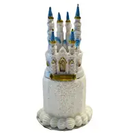 DEZICAKES Princess Birthday Party Castle Topper on Fake Cake White Glitter