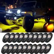 20 Pods Rock Lights Pure LED Lights for Car SUV Ambient Underglow Lights Waterproof Neon Trail Rig Lamp Lighting for Truck Motorcycle ATV UTV