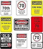 WERNNSAI 70th Birthday Decorations - 9 PCs 70s Old Zone Party Decorations, Funny Yard Banner for Grandma Grandpa, Table Centerpieces Door Wall Windows Signs Photo Booth Props for Men Women, Happy Bday