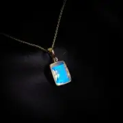 3.45 Ct Natural Moonstone Pendant 14K Yellow Gold June Birthstone Bezel Setting