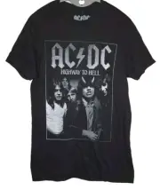 NEW UNISEX ACDC AC/DC HIGHWAY TO HELL BLACK GRAPHIC TEE T-SHIRT SIZE S