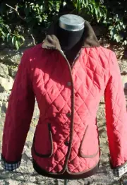 AQUASCUTUM RED SILK QUILTED JACKET SIZE M 10 - 12 BNWT