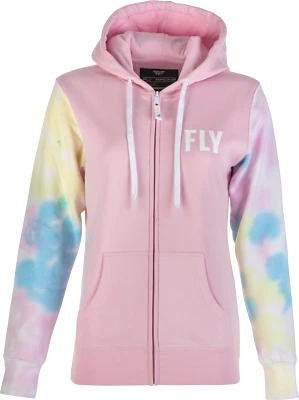 Fly Racing 358-00712X Women's Fly Tie-Dye Zip Up Hoodie Pink/Yellow/Blue 2X