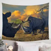 Cool Wildlife Animals Art Rhino Stand Off Tapestry