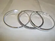 Miche Set of 3 Silver Tone Fashion Bangle Bracelets Fit Average Wrist NEW