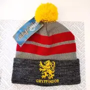 Harry Potter Bennie Gryffindor Embroidered Rolled Pom Hat New with tag OSFM