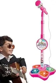 Microphone for with Stand Microphone for Girls with Stand | Microphone Stand for Party Entertainment H Raku and Fashion Karaoke Machine Music Toys, Toys with T Stand for