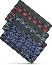 OMOTON Ultra-Slim Wireless Bluetooth Keyboard, 7-Color Backlit Rechargeable Compatible with iPad 9th 2021/ 8th 2020 /7th Generation 10.2, iPad Pro 11/12.9, iPad Air 4 10.5, iPad 9.7 Black