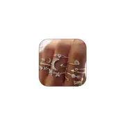 CSIYSNJRY99 Dainty Silver Rings for Women Boho Stackable Star Moon Flower