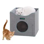 JESPET Foldable Cat Condo, Cat Cube House & Sleeper Bed with Lying Surface 2 ...