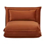 Happy Single Folding Sofa Bed Fabric Cover Metal Frame Orange