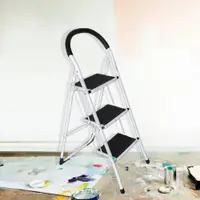 在飛比找松果購物優惠-【AOTTO】免組裝安全扶手多功能三步碳鋼折疊梯(工作梯 人
