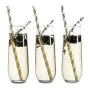 Libbey 228 Stemless Champagne Flutes Glass, 8.5 Oz 12 Piece Elegant Fluted Gl...