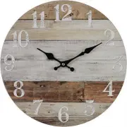 Round MDF 34cm Wall Clock Weather Boards BRN/BEI Small Home Decor/Decoration