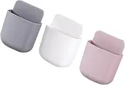 DOITOOL 3Pcs Multifunctional Wall Mounted Storage Box Stylish Cell Phone Charging Rack Hanging Container for Remote Control Sundries Items White Pink Gray