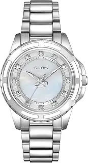 [Bulova] Ladies' Classic Diamond Dial Stainless Steel 3-Hand Calendar Date Quartz Watch
