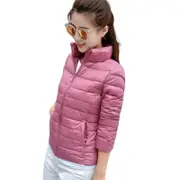 Nevenka Womens Lightweight Puffer Jacket Winter Stand Collar Short Coat-Pink