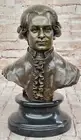 Bronze Sculpture Mozart Head Bust Art Deco Marble Base Figurine Home Deco
