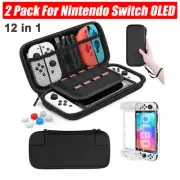 2SET Nintendo Switch OLED Carrying Case Bag+Tempered Glass Protector+Shell Cover