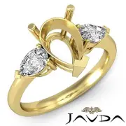 Pear Semi Mount Brilliant 3 Stone Diamond Engagement Ring 14k Yellow Gold 0.5Ctw
