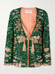 [Valentino Garavani] Valentino Garavani - Sequined Silk Jacket - Green - IT38 IT 38 Green