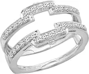 [Dazzlingrock Collection] 0.50 Carat (ctw) Round White Diamond Ladies Anniversary Wedding Enhancer Guard Double Band 1/2 CT, 18K Gold