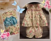Girls NWT The Preppy Pearl Smocked Dress Set Bloomers Free Bow 3