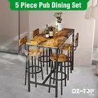 5PCS Bar Table Stool Dining Set Vintage Barstools Kitchen Chairs Coffee Table