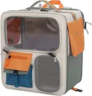 Large Capacity Cat Bag Portable Pet Backpack with Trolley Case, Dog Backpack for Cats and Dogs up to 20kg, 45L Interior, Breathable Mesh, Soft Handle, Multi-Functional Travel Carrier