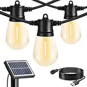 SUNTHIN Outdoor Solar String Lights, 48ft Solar Patio Lights with USB Rechargeable, Waterproof & Shatterproof Solar Powered Bulbs for Yard, Porch, Garden, Pool, Party, Camping