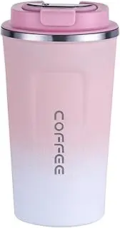 510ml Gradient Color Insulated Coffee Cup, Stainless Steel Insulated & Reusable Travel Mug with Leak Proof Lid, Eco-Friendly Coffee Mug for Hot, Cold Drinks for Home,Car,ect (Pink Gradient)