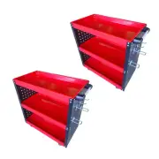 SOGA 2X 3 Tier Tool Storage Cart Portable Service Utility Heavy Duty Trolley Red