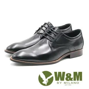 W&M 素色極簡綁帶男皮鞋－黑(另有棕)