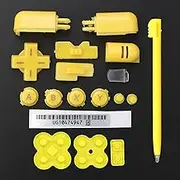 Replacement ABXY L R D Pad Cross Button Full Button Set & Sticker & Conductive Button Pad & Stylus Touch Pen for DS Lite NDSL Console Yellow