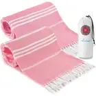 2 Packs Pink Turkish Beach Towels Pool Towel Set Oversized Sand Free Quick Dr...
