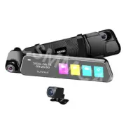 HD Rearview Mirror Car DVR Dash Cam Camera Front/Interior/Rear Video Recorder (for: Fiat)